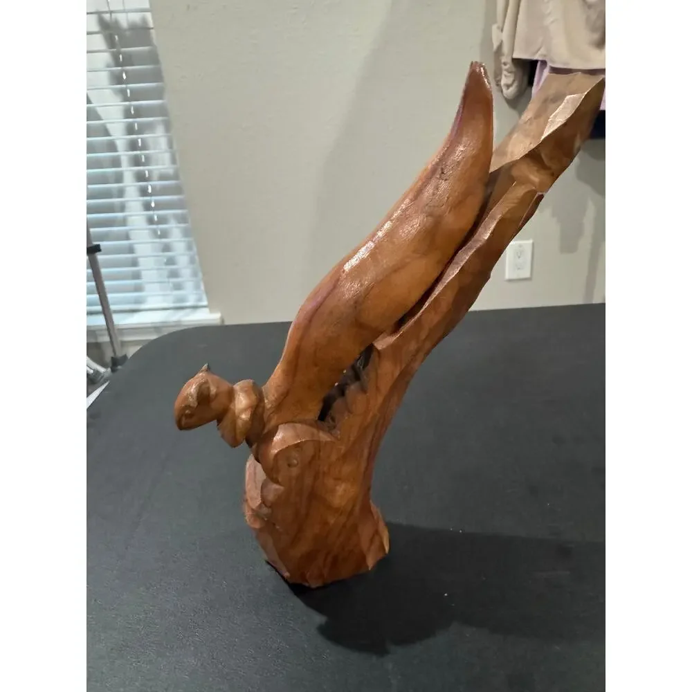 Vintage Wooden Squirrel Carved Nut Cracker Sheller